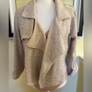 Dolan Left Coast Collection Light Brown Knit Open Front Jacket, Size XS